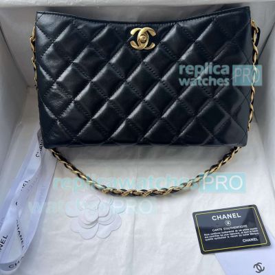 Copy Chane1 Black Women Bag Lambskin Chain Strap